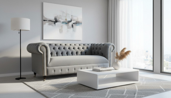 Chesterfield Sofa Couch Upholstery Fabric Leather Textile Couches Decor Suite