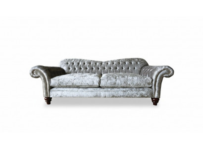 Three-seater sofa, 3-seat couch, Chesterfield upholstered seating set, grey velvet
