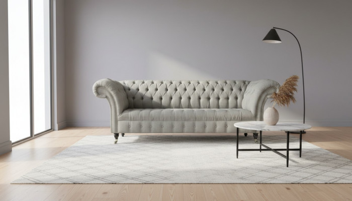 Gray Chesterfield sofa couch upholstery fabric leather couches velvet set