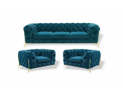 Chesterfield Design Sofa Suite 3+1+1 Seat Sofa Couch Fabric Suite Upholstery Set