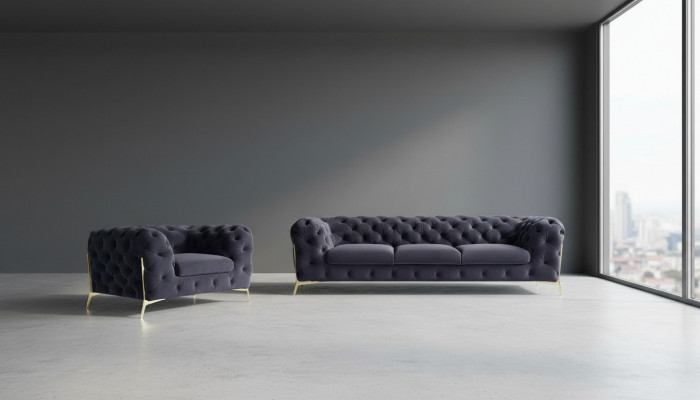 Italian furniture sofa set 3+1 seater design sofa upholstered couches Chesterfield