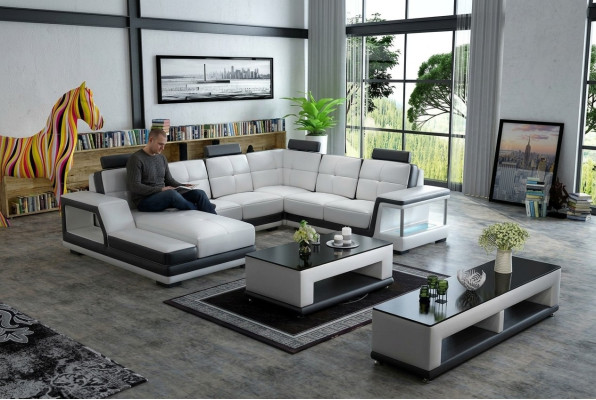 U-shaped sectional sofa upholstered corner sofa living landscape leather sofa modern new