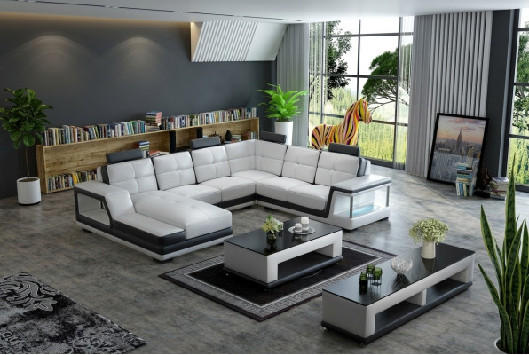 U-shaped sectional sofa upholstered corner sofa living landscape leather sofa modern new