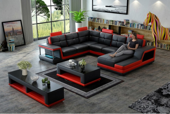 U-shaped living area corner sofa coffee table sideboard design large sofa new