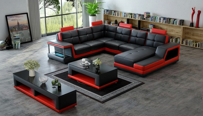 U-shaped living area corner sofa coffee table sideboard design large sofa new