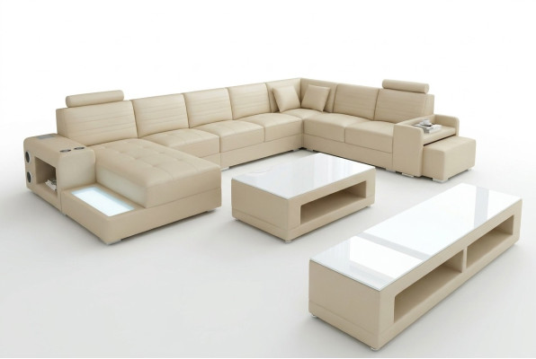 Corner leather corner sofa U-shaped sofa couch design upholstery textile modern textile new