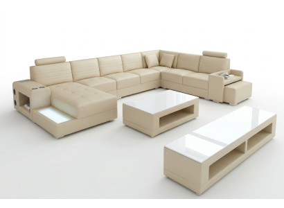 Corner leather corner sofa U-shaped sofa couch design upholstery textile modern textile new