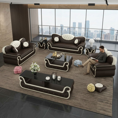 Complete Set Sofa Suite 7-piece Seating Sideboard Design Living Room Group Suite