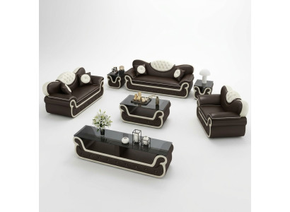 Complete Set Sofa Suite 7-piece Seating Sideboard Design Living Room Group Suite