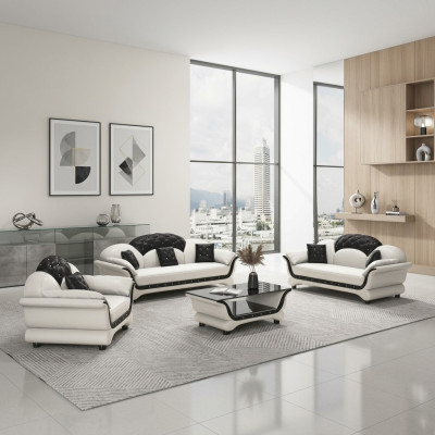 Complete set sofa suite 321 seat coffee table designer living landscape 4pcs. New