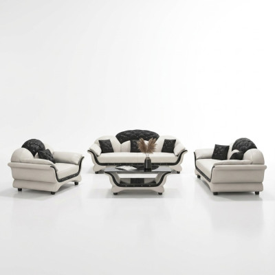 Complete set sofa suite 321 seat coffee table designer living landscape 4pcs. New