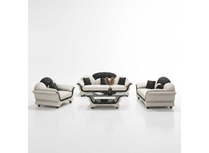Complete set sofa suite 321 seat coffee table designer living landscape 4pcs. New