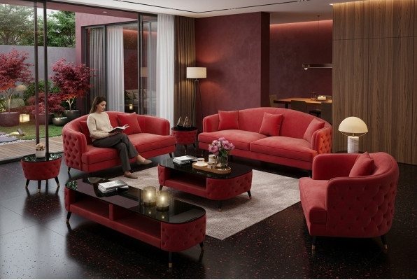 Sofa Set 3+2+1 Seater Coffee Table Sideboard Set Design Modern 7-piece