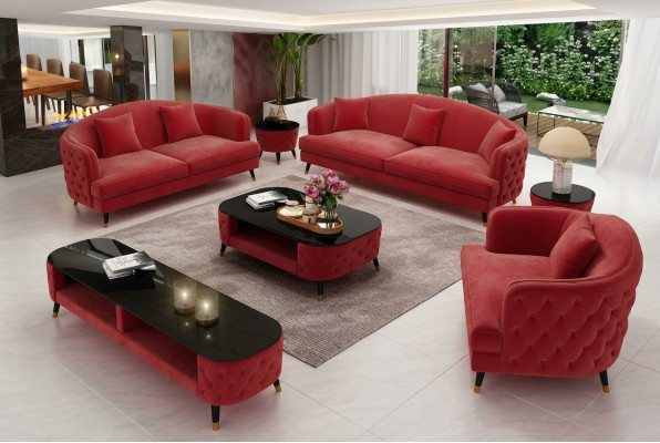 Sofa Set 3+2+1 Seater Coffee Table Sideboard Set Design Modern 7-piece