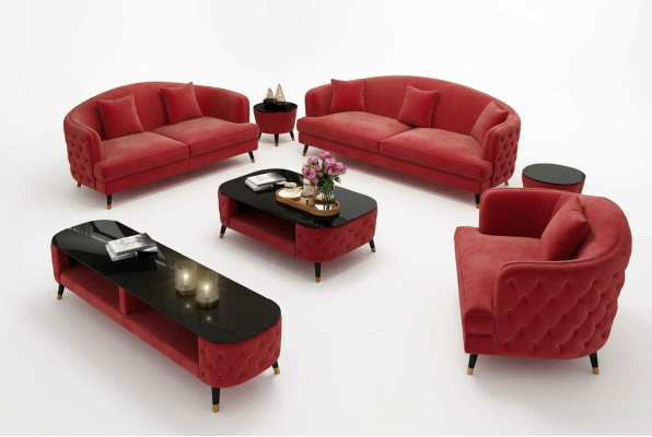 Sofa Set 3+2+1 Seater Coffee Table Sideboard Set Design Modern 7-piece