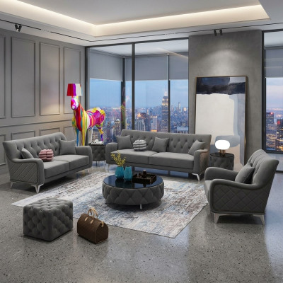 7-piece sofa set, sofa seating, coffee table, couch, modern sofas, velvet sofa, new