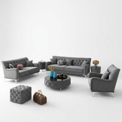 7-piece sofa set, sofa seating, coffee table, couch, modern sofas, velvet sofa, new