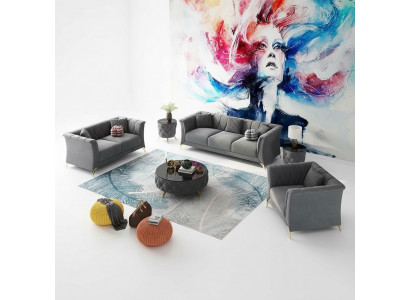 Designer Chesterfield Sofa Set Couch Upholstered Set Velvet 321 Seat Couches