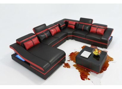 Set Luxury Modern Sectional Sofa U-Shape Designer and Coffee Table Living Room