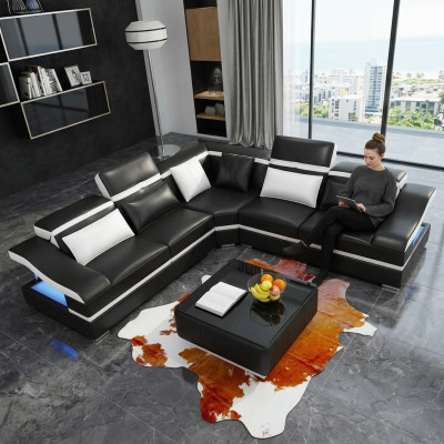 Luxury design corner sectional sofa L-shape modern sofas leather sofa couch living landscape sofa seat