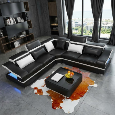 Luxury design corner sectional sofa L-shape modern sofas leather sofa couch living landscape sofa seat