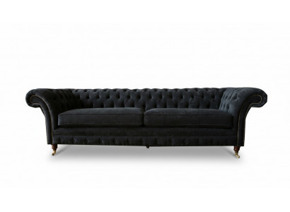 Big Sofa 4 Seater Couch Chesterfield Upholstered Suite Leather Textile Black