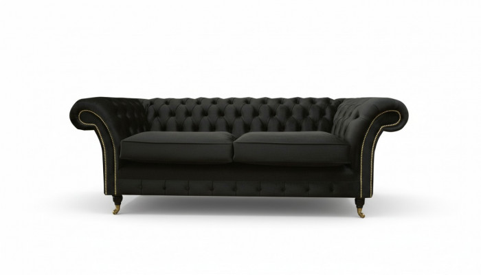 Chesterfield Couch Upholstered Sofas Classic Fabric Black Sofa 3 Seater