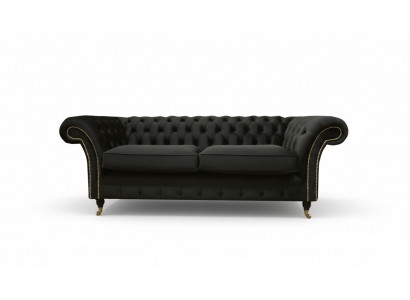 Chesterfield Couch Upholstered Sofas Classic Fabric Black Sofa 3 Seater