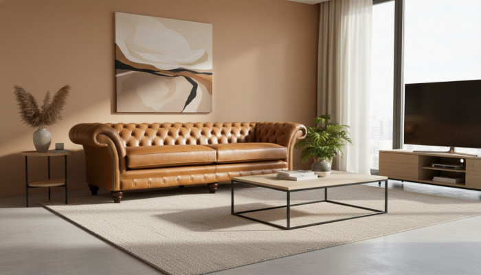Chesterfield Sofa Brown XXL Big Leather Living Room Furniture 4-seater Brown