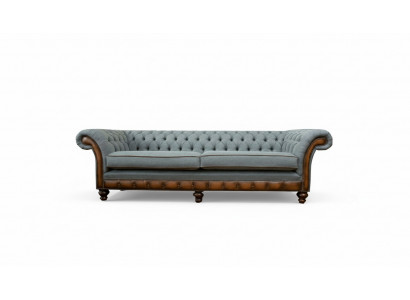 Big XXL Sofa 4-Seater Couch Chesterfield Upholstery Set Leather Fabric Gray