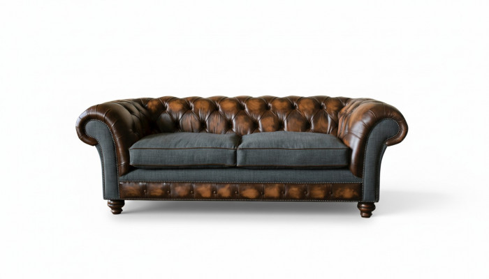 Three-seater couch upholstered design sofa 3-seater sofas room brown 220cm