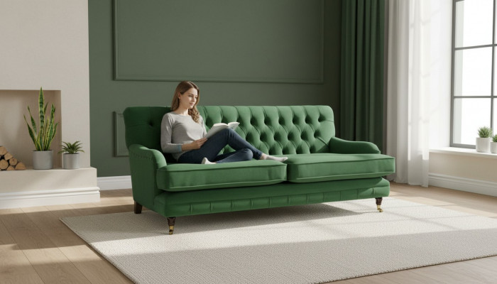 Chesterfield Designer Furniture High-Quality Three-Seater Couch Upholstery Fabric