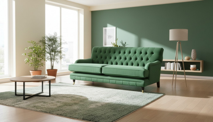Chesterfield Designer Furniture High-Quality Three-Seater Couch Upholstery Fabric