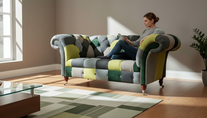 Chesterfield Sofa Couch Upholstered Sofas Classic 2 Seater Leather Textile Colorful