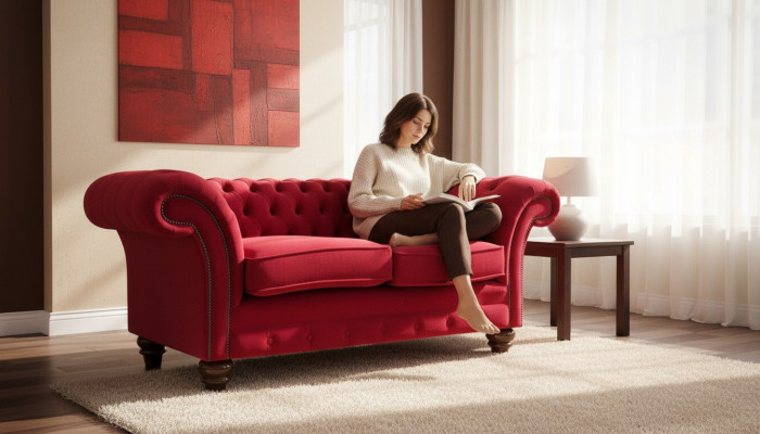 Sofa 2-seater couch design upholstery modern fabric textile bed function couches new