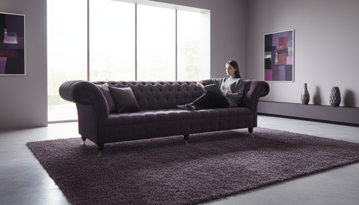 Couch Sofa 4 Seater Design Upholstery Modern Textile Fabric Chesterfield Sofas New