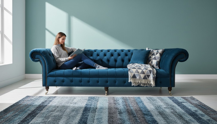 Design sofa Chesterfield upholstery modern fabric sofas 4-seater sleeping