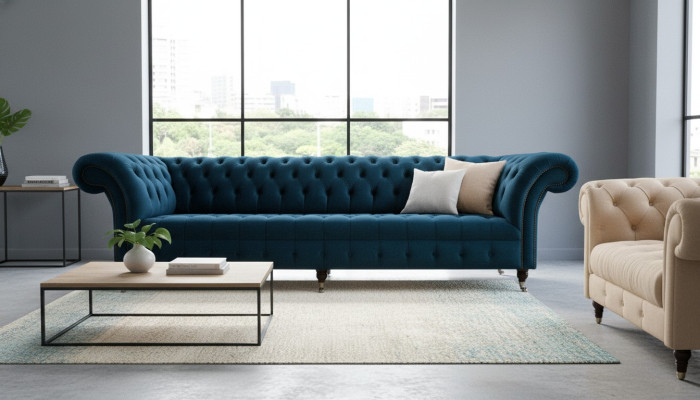 Design sofa Chesterfield upholstery modern fabric sofas 4-seater sleeping