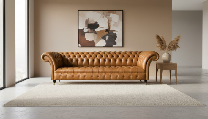 Design Sofa Chesterfield Upholstered Modern Textile Fabric Sofas 4 Seater Sleeper New