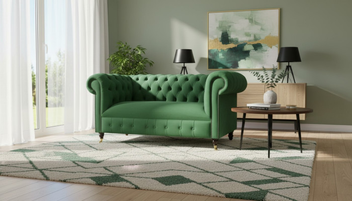 Chesterfield 2-seater designer sofa couch upholstered sofas couches fabric textile