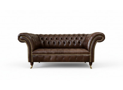 Chesterfield Velvet Designer Sofa 2-Seater Couch Textile Leather Suite Brown New