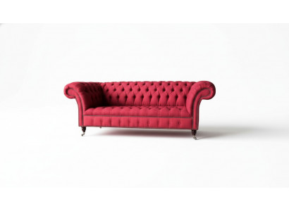 Three-seater design upholstered fabric sofa 3-piece furniture Chesterfield luxury red couches