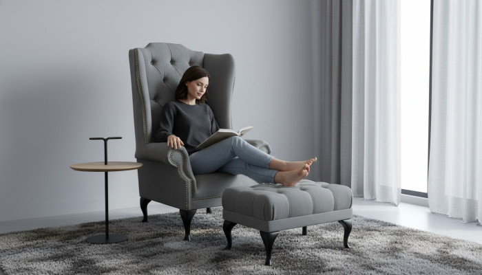 Chesterfield wing armchair upholstered sofas classic chair of premium class new