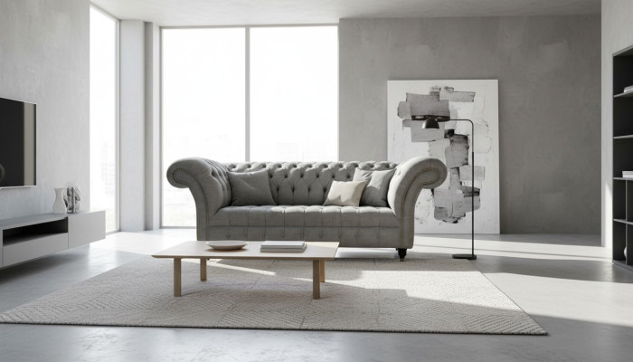 Leather sofa couch two-seater gray furnishing lounge club sofas couches 2-seater