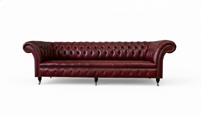 Red Large Sofa Couch Chesterfield 265cm XXL Upholstered Sofas 4-Seater Leather Fabric New