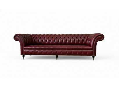 Red Large Sofa Couch Chesterfield 265cm XXL Upholstered Sofas 4-Seater Leather Fabric New