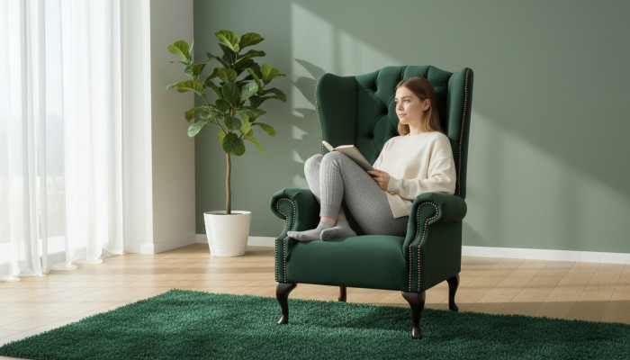 Wingback chair armchair velvet design upholstered sofa Chesterfield textile furniture jvmoebel ®