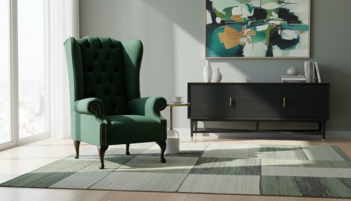 Wingback chair armchair velvet design upholstered sofa Chesterfield textile furniture jvmoebel ®