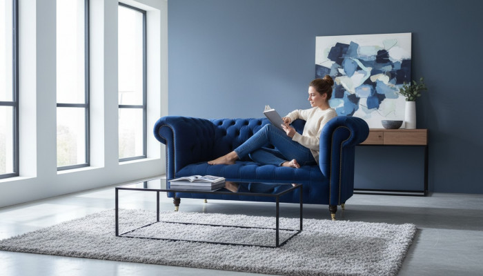 Classic Textile Couch - Velvet Chesterfield Fabric Sofa 2-Seater New jvmoebel ®