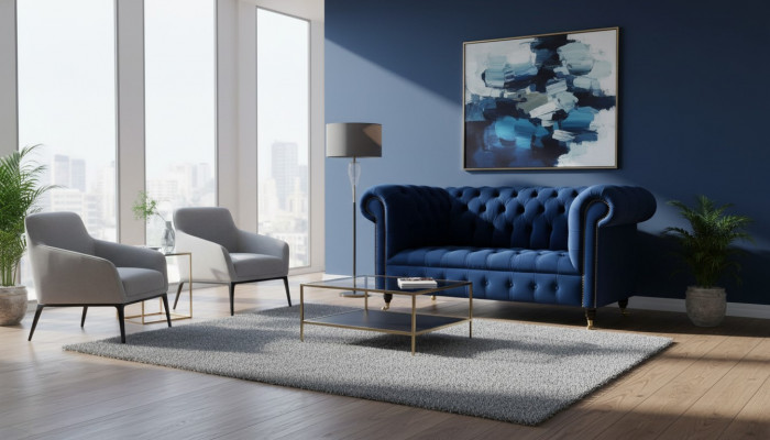Classic Textile Couch - Velvet Chesterfield Fabric Sofa 2-Seater New jvmoebel ®